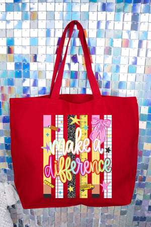 Make A Difference Canvas Jumbo Tote - Wholesale Accessory Market