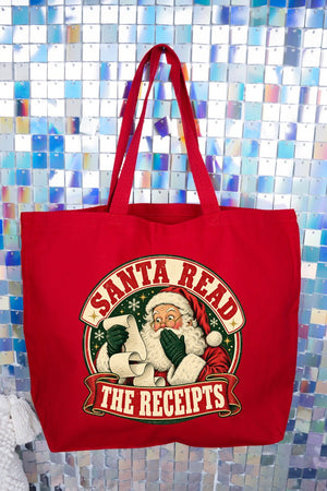 Santa Read The Receipts Canvas Jumbo Tote - Wholesale Accessory Market