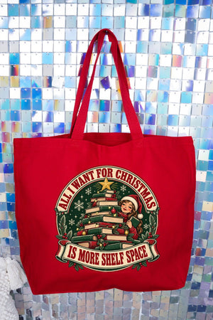 Shelf Space For Christmas Canvas Jumbo Tote - Wholesale Accessory Market