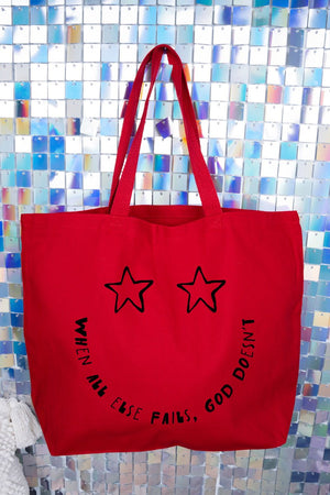 Star Eyes God Never Fails Canvas Jumbo Tote - Wholesale Accessory Market