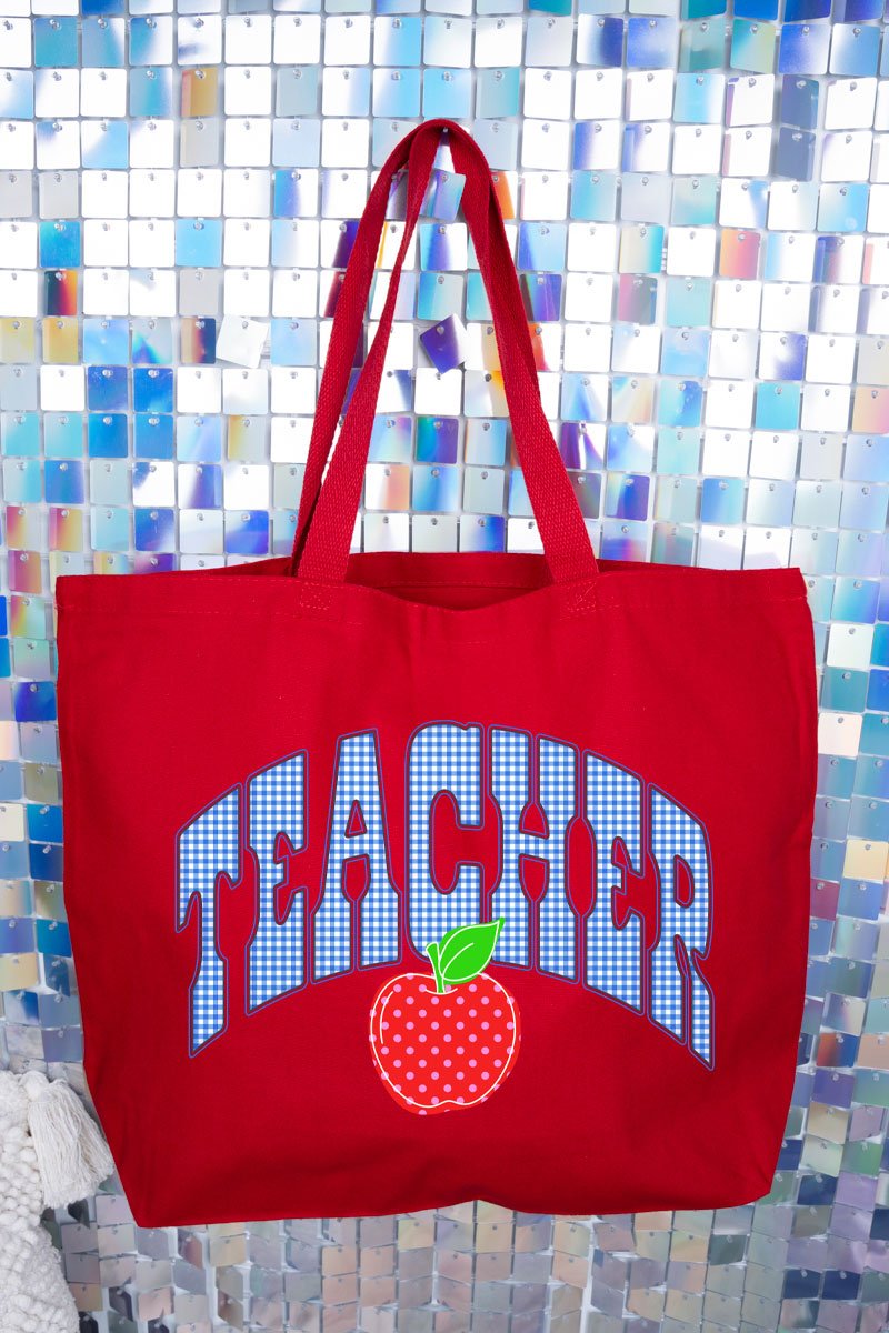 Sweet Apple Teacher Canvas Jumbo Tote - Wholesale Accessory Market