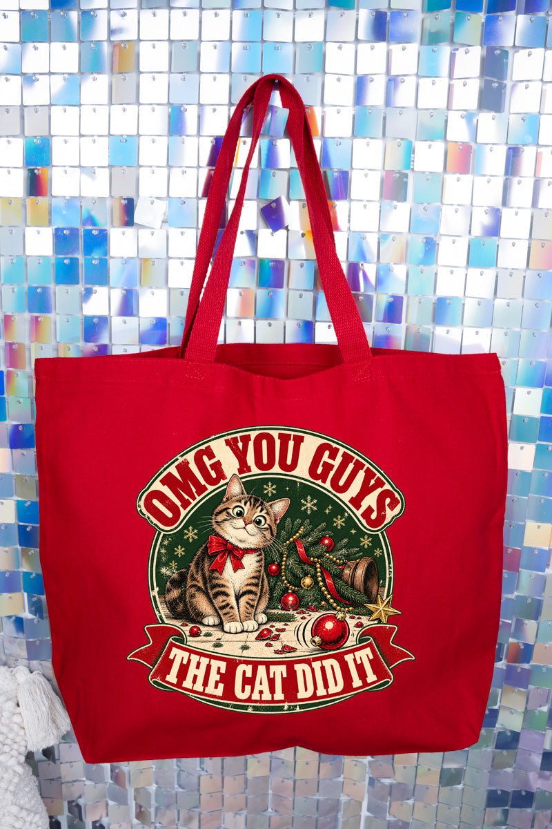 The Cat Did It Canvas Jumbo Tote - Wholesale Accessory Market
