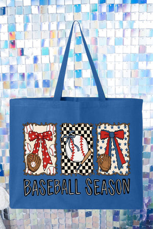 Baseball Season Ribbon Canvas Jumbo Tote - Wholesale Accessory Market