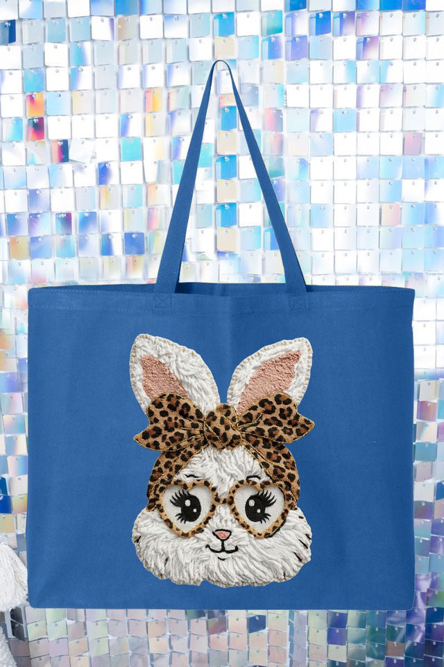 Faux Yarn Easter Bunny Canvas Jumbo Tote - Wholesale Accessory Market