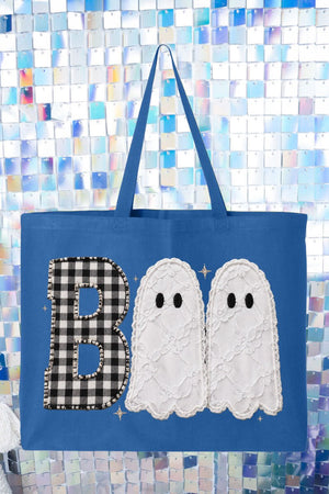 Gingham & Lace Boo Canvas Jumbo Tote - Wholesale Accessory Market