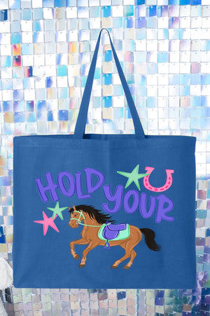 Hold Your Horses Canvas Jumbo Tote - Wholesale Accessory Market