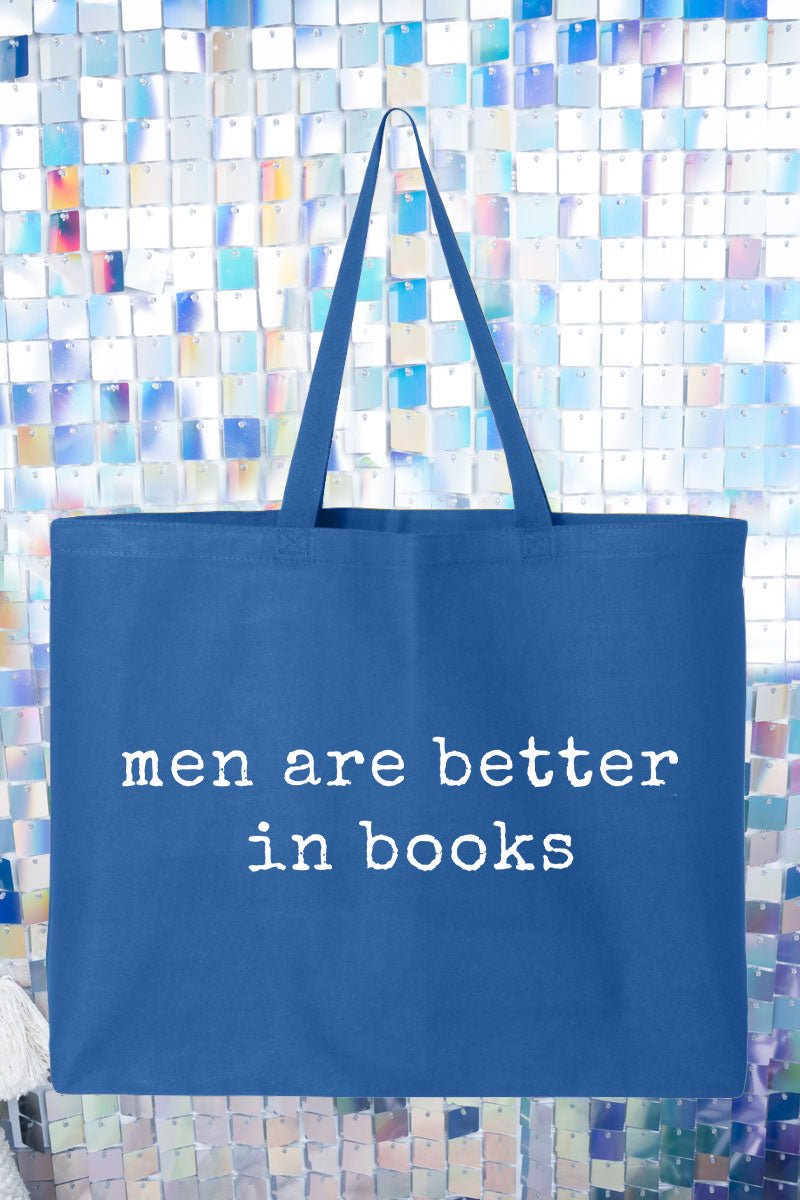 Men Are Better In Books Canvas Jumbo Tote - Wholesale Accessory Market