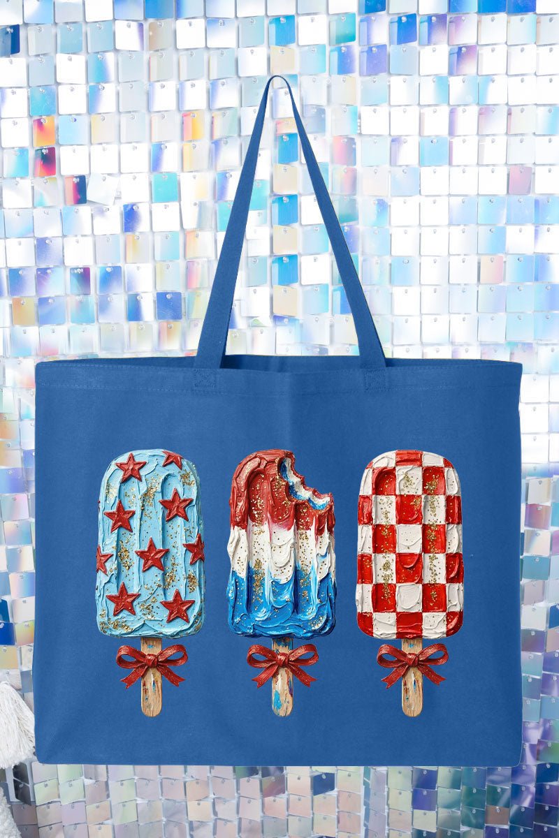 Painted Patriotic Popsicles Canvas Jumbo Tote - Wholesale Accessory Market