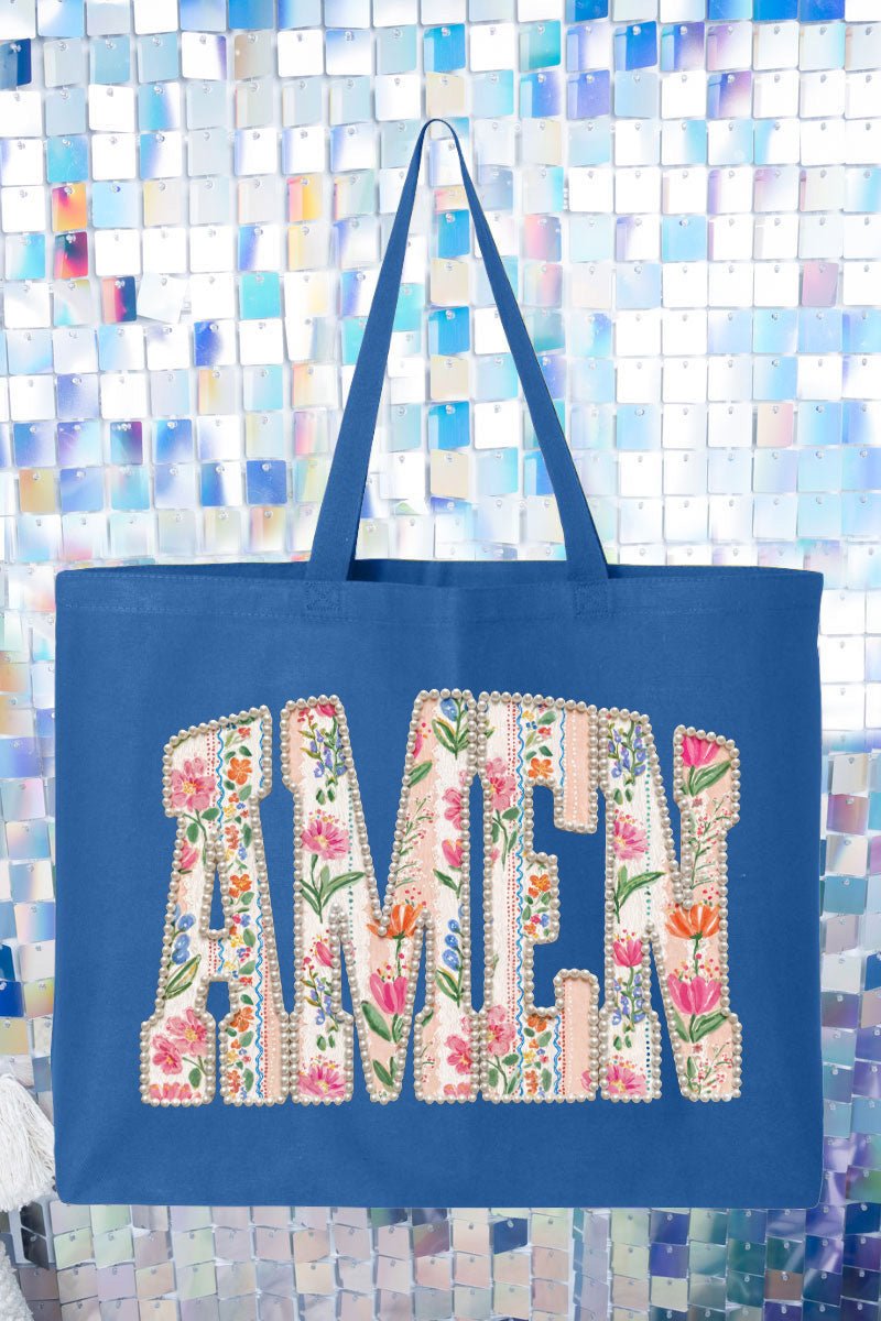 Pearls & Petals Amen Canvas Jumbo Tote - Wholesale Accessory Market