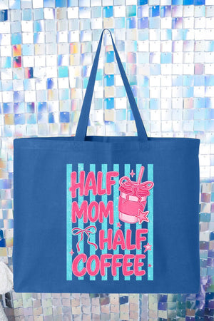 Pink Pop Half Mom Half Coffee Canvas Jumbo Tote - Wholesale Accessory Market