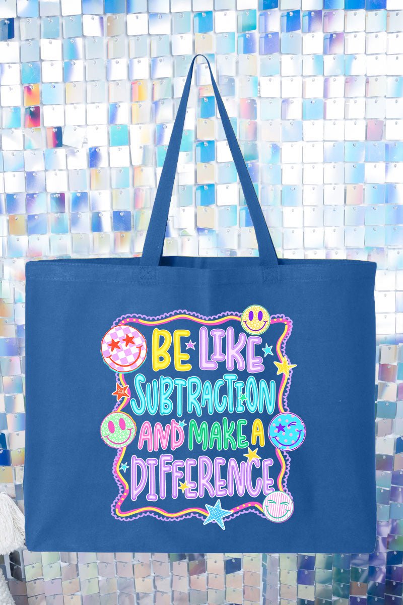 Playful Be Like Subtraction Canvas Jumbo Tote - Wholesale Accessory Market