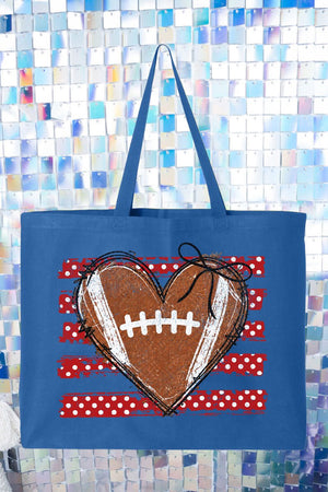 Red Football Sweetheart Canvas Jumbo Tote - Wholesale Accessory Market