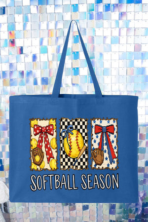Softball Season Ribbon Canvas Jumbo Tote - Wholesale Accessory Market