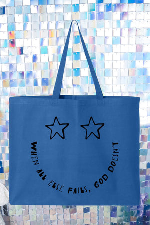 Star Eyes God Never Fails Canvas Jumbo Tote - Wholesale Accessory Market