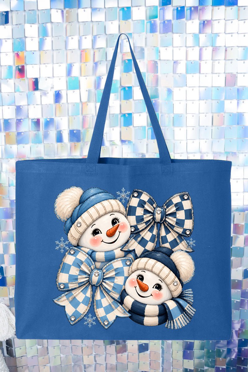 Winter Check Snowmen Canvas Jumbo Tote - Wholesale Accessory Market