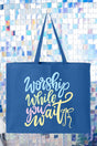 Worship While You Wait Canvas Jumbo Tote - Wholesale Accessory Market
