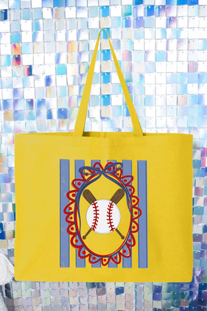 Baseball Stripes Canvas Jumbo Tote - Wholesale Accessory Market
