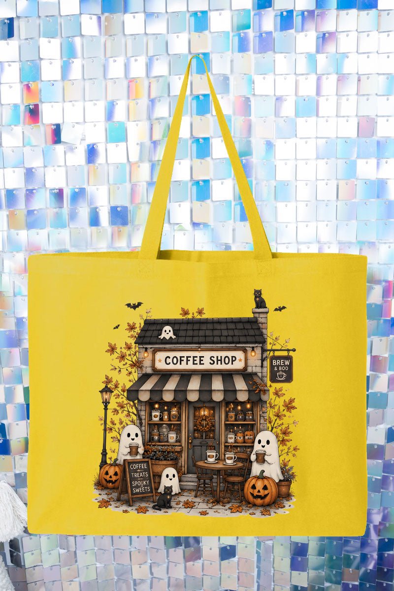 Brew & Boo Coffee Shop Canvas Jumbo Tote - Wholesale Accessory Market