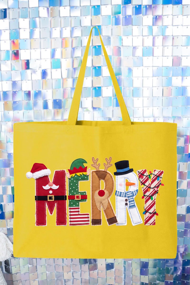 Christmas Characters Merry Canvas Jumbo Tote - Wholesale Accessory Market