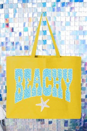 Coastal Beachy Leopard Canvas Jumbo Tote - Wholesale Accessory Market
