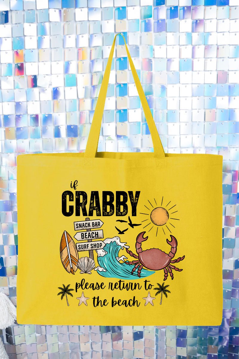 Crabby Beach Canvas Jumbo Tote - Wholesale Accessory Market