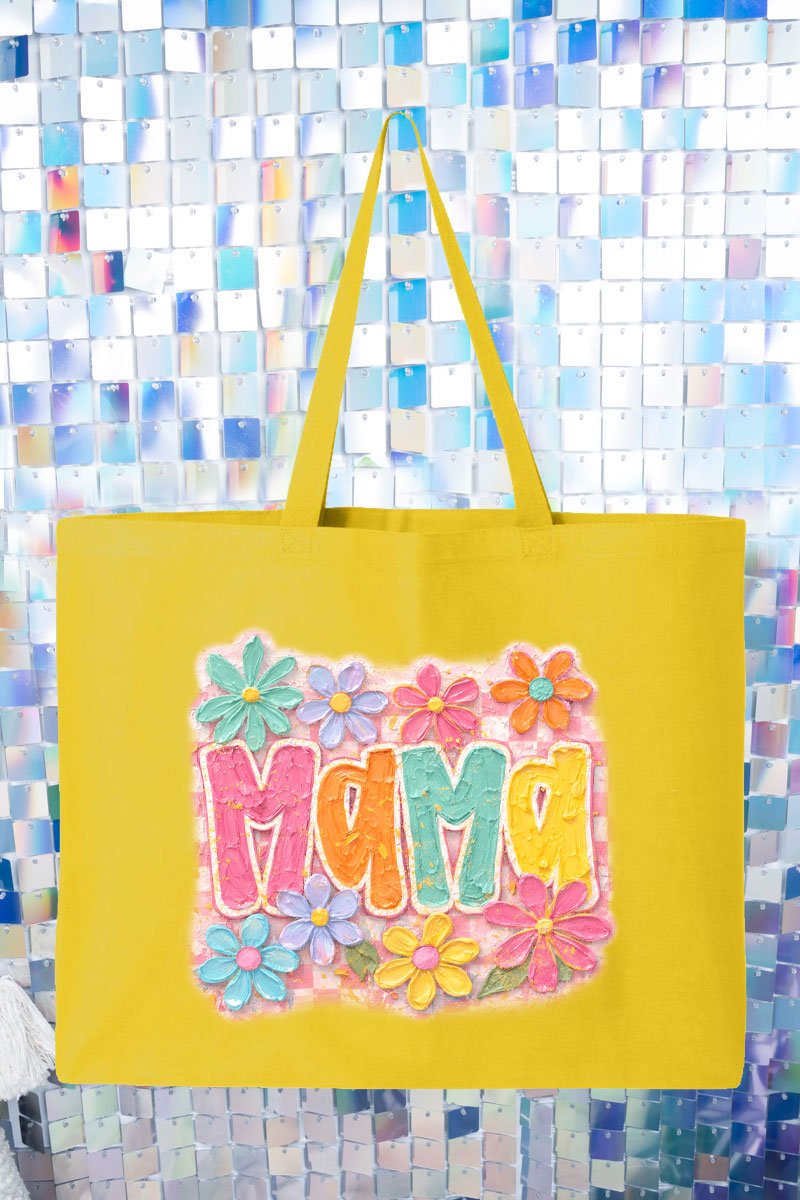 Floral Painted Mama Canvas Jumbo Tote - Wholesale Accessory Market