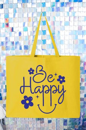 Flower Be Happy Canvas Jumbo Tote - Wholesale Accessory Market