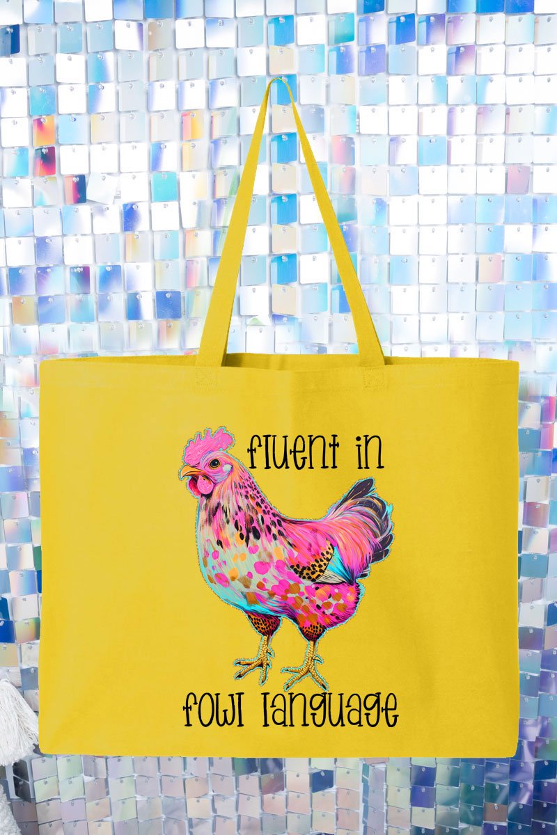 Fluent In Fowl Language Canvas Jumbo Tote - Wholesale Accessory Market