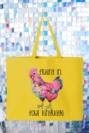 Fluent In Fowl Language Canvas Jumbo Tote - Wholesale Accessory Market