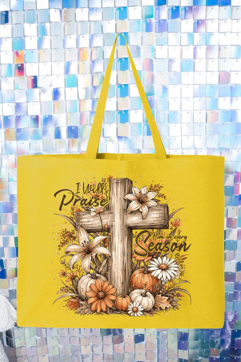 Harvest Praise Cross Canvas Jumbo Tote - Wholesale Accessory Market