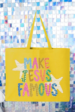Make Jesus Famous Canvas Jumbo Tote - Wholesale Accessory Market
