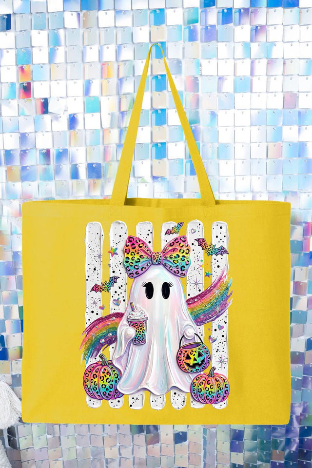 Rainbow Glam Ghost Canvas Jumbo Tote - Wholesale Accessory Market