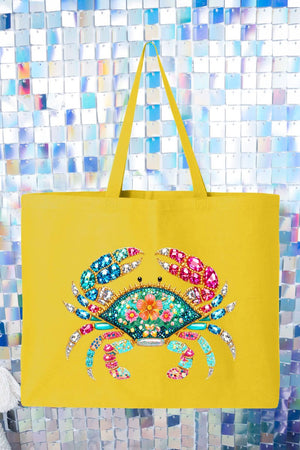Seaside Sparkle Crab Canvas Jumbo Tote - Wholesale Accessory Market