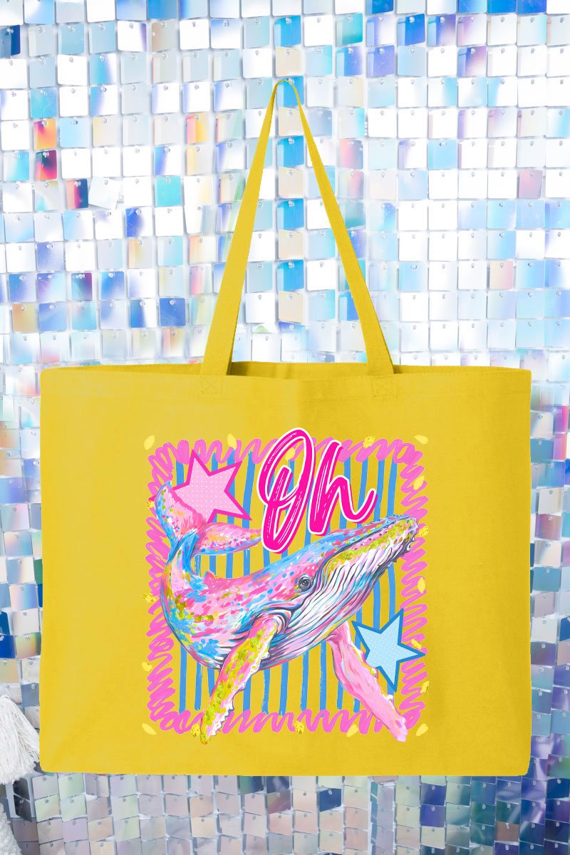 Striped Oh Whale Canvas Jumbo Tote - Wholesale Accessory Market