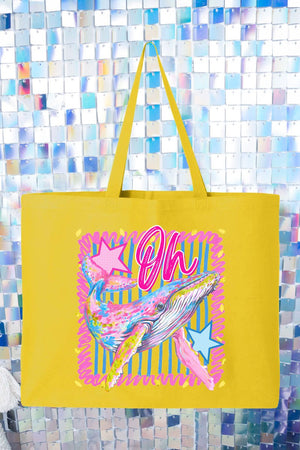 Striped Oh Whale Canvas Jumbo Tote - Wholesale Accessory Market