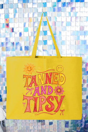 Tanned And Tipsy State Of Mind Canvas Jumbo Tote - Wholesale Accessory Market