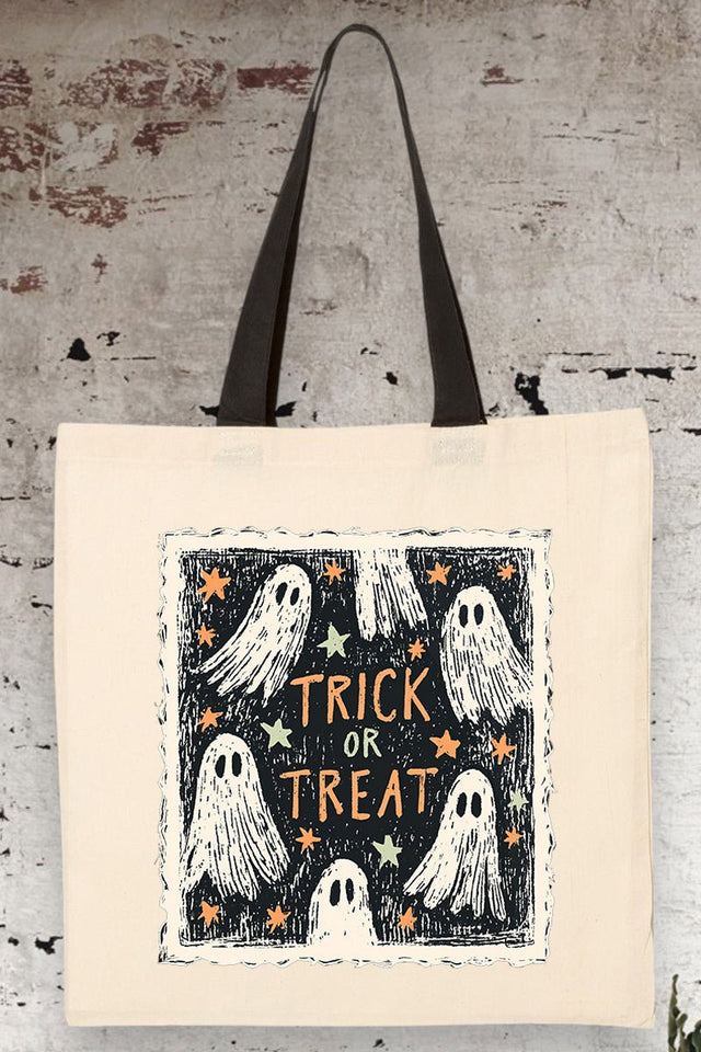 Trick Or Treat Ghost Crew Medium Canvas Tote - Wholesale Accessory Market
