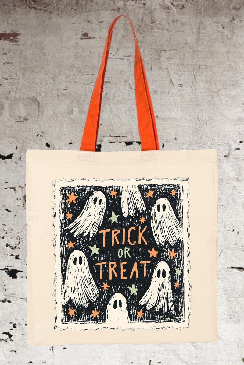 Trick Or Treat Ghost Crew Medium Canvas Tote - Wholesale Accessory Market