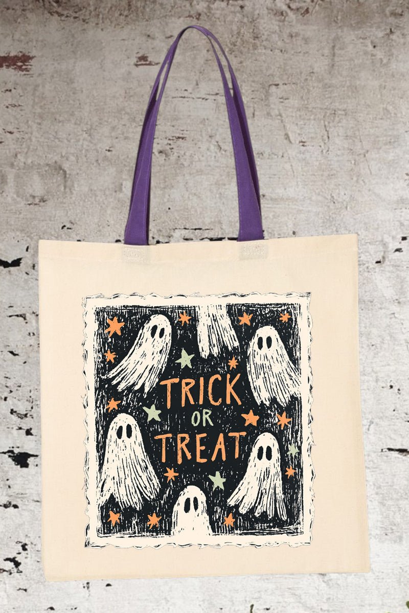 Trick Or Treat Ghost Crew Medium Canvas Tote - Wholesale Accessory Market