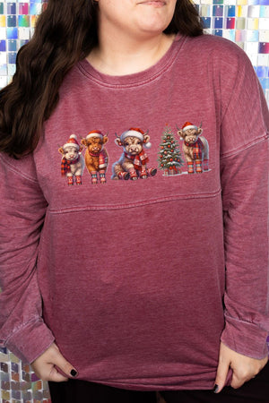 Highland Snow Friends Crimson Mineral Wash Tunic Top - Wholesale Accessory Market
