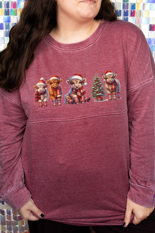 Highland Snow Friends Crimson Mineral Wash Tunic Top - Wholesale Accessory Market
