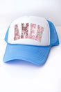 Floral Faux Embroidery Amen Foam Mesh Back Trucker Cap - Wholesale Accessory Market