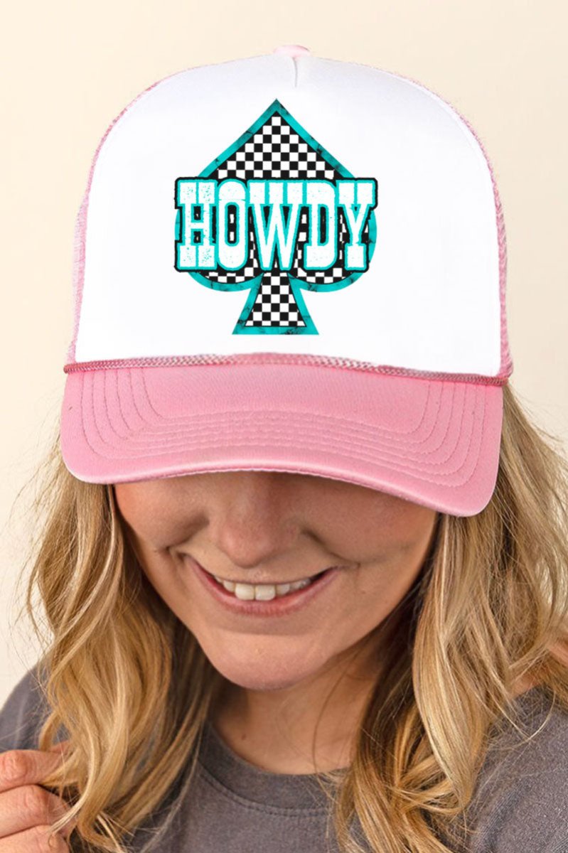 Howdy Checkered Spade Foam Mesh Back Trucker Cap - Wholesale Accessory Market