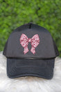 Magenta Chinoiserie Bow Foam Mesh Back Trucker Cap - Wholesale Accessory Market