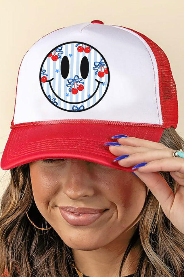 Cherry USA Happy Face Foam Mesh Back Trucker Cap - Wholesale Accessory Market