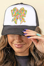 Brushed Peep Coquette Bow Foam Mesh Back Trucker Cap - Wholesale Accessory Market