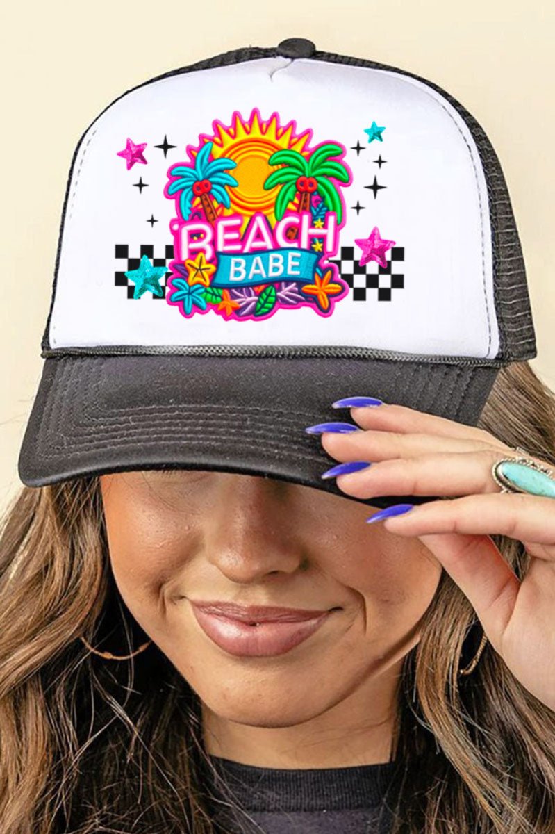 Pink Bow Patch Foam Mesh Back Trucker Hat: White