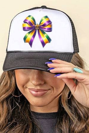 Mardi Gras Ribbon Foam Mesh Back Trucker Cap - Wholesale Accessory Market