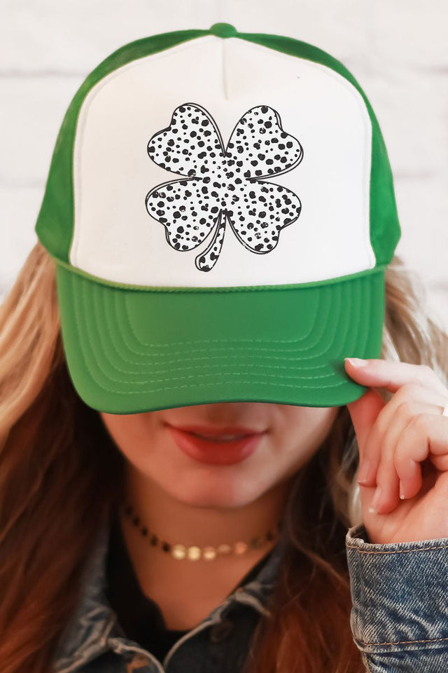 Dalmatian Dots Clover Foam Mesh Back Trucker Cap - Wholesale Accessory Market
