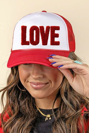 Fall In Love Faux Yarn Foam Mesh Back Trucker Cap - Wholesale Accessory Market